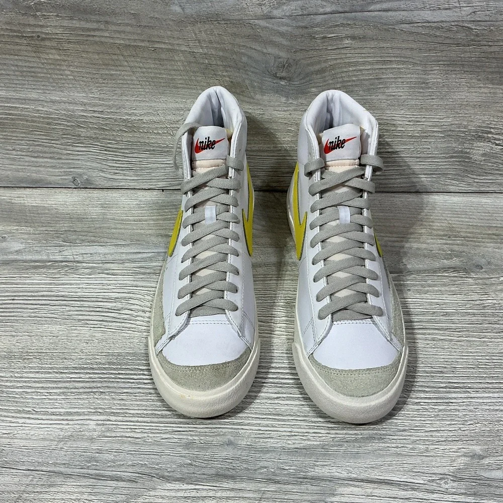 Nike Blazer Mid '77 Vintage BQ6806-101 White Yellow Leather Shoes Men's Size 8.5
